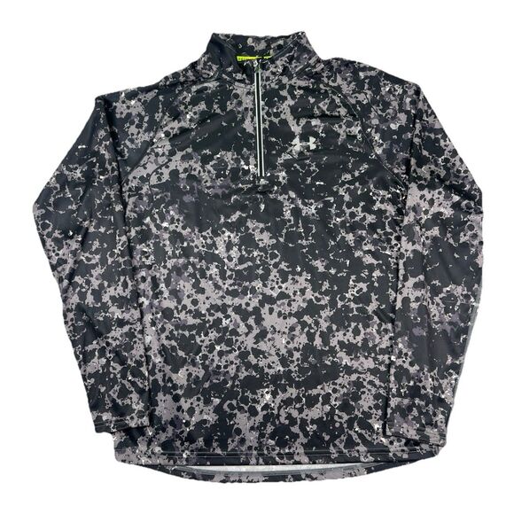 Under armour Other - Under Armour RUN Mens Large 1/4 Zip Fitted Pullover Black Gray Camo Splatter